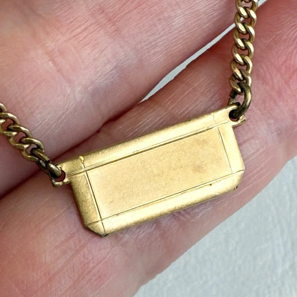 Vintage Swank Tie Chain Gold Filled Bar Clip Plaque Curb Link Mens Accessory